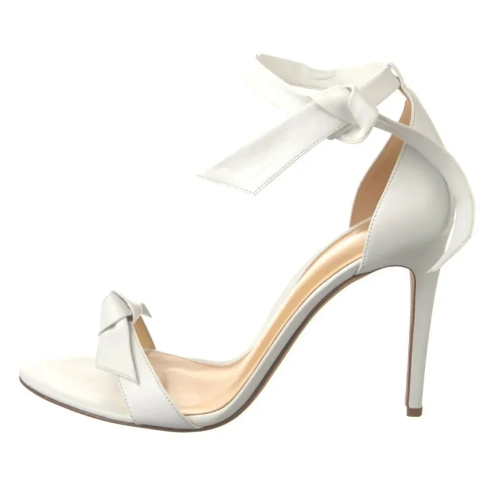 ALEXANDRE BIRMAN Clarita Bow-Tie Leather Sandals White 39.5
